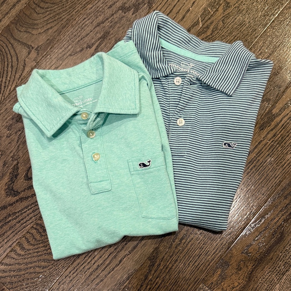 Vineyard Vines Kids' Polo Shirts - Mint and Mint with Blue Stripes